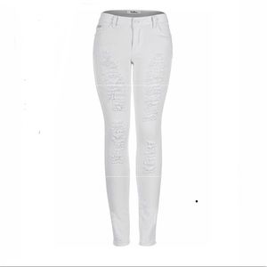 Sz 7/9 White Distressed Skinny Jeans